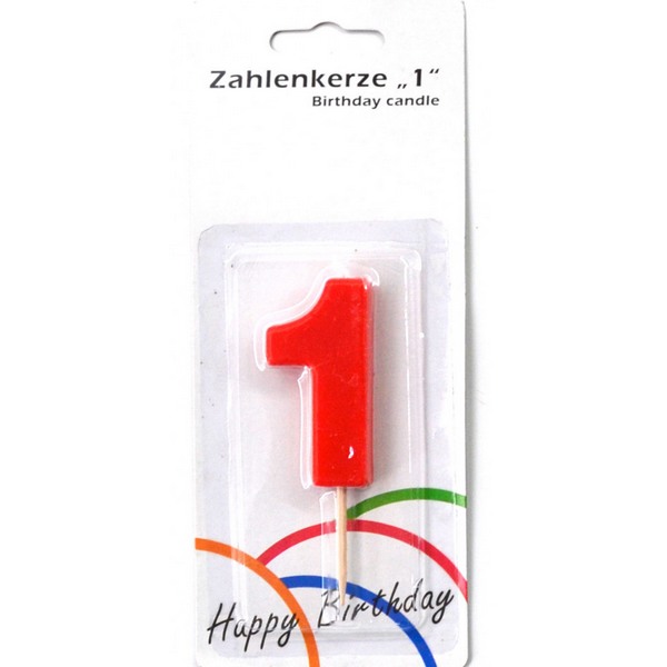Birthday Cake Candles 10pcs, numbers 0-9, 8cm, Red